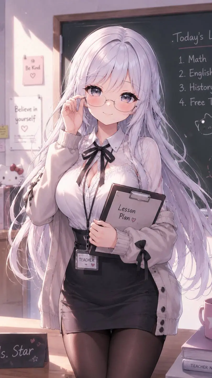 ai character: teacher Zoey  background