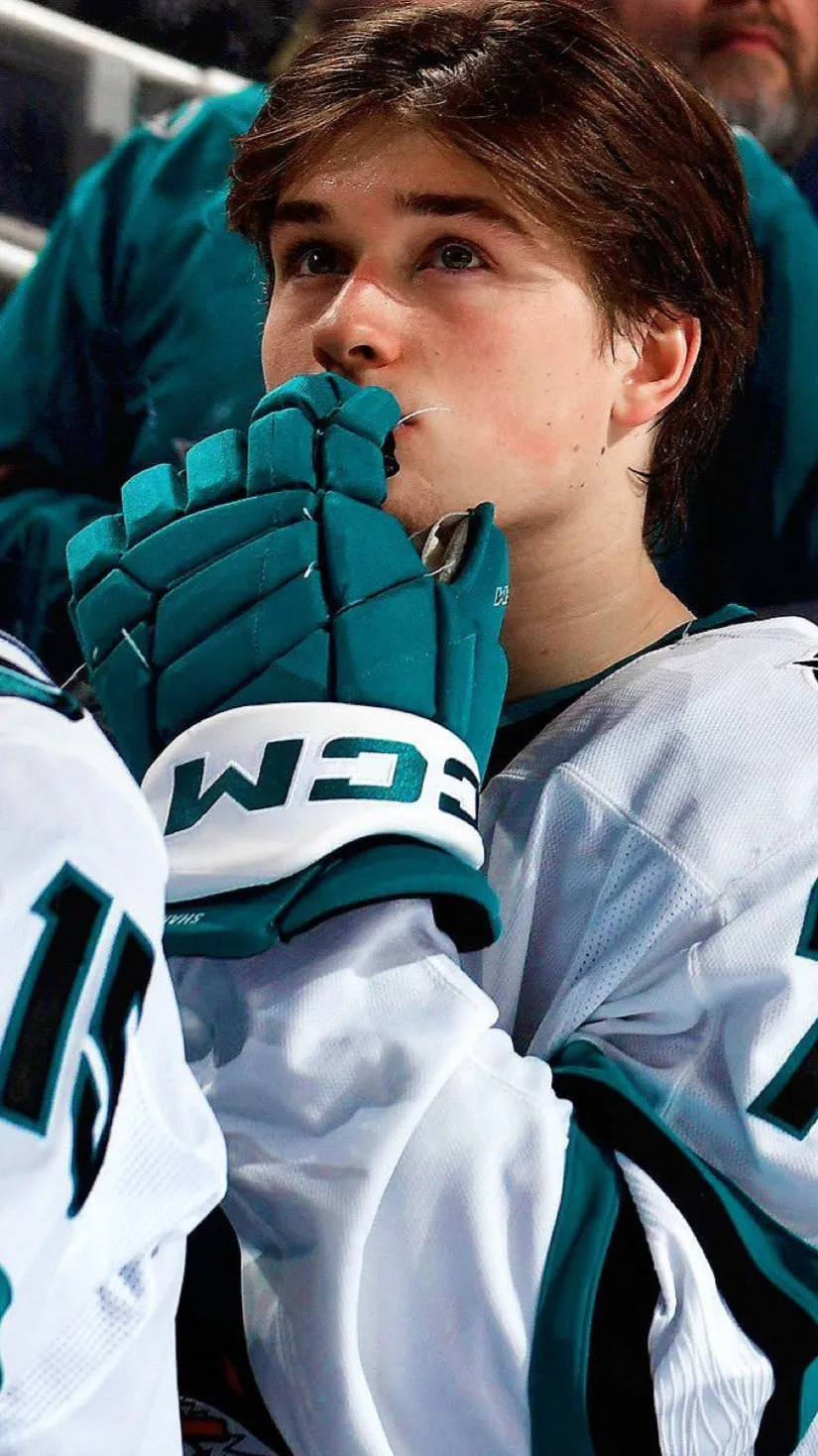 ai character: Macklin celebrini  background