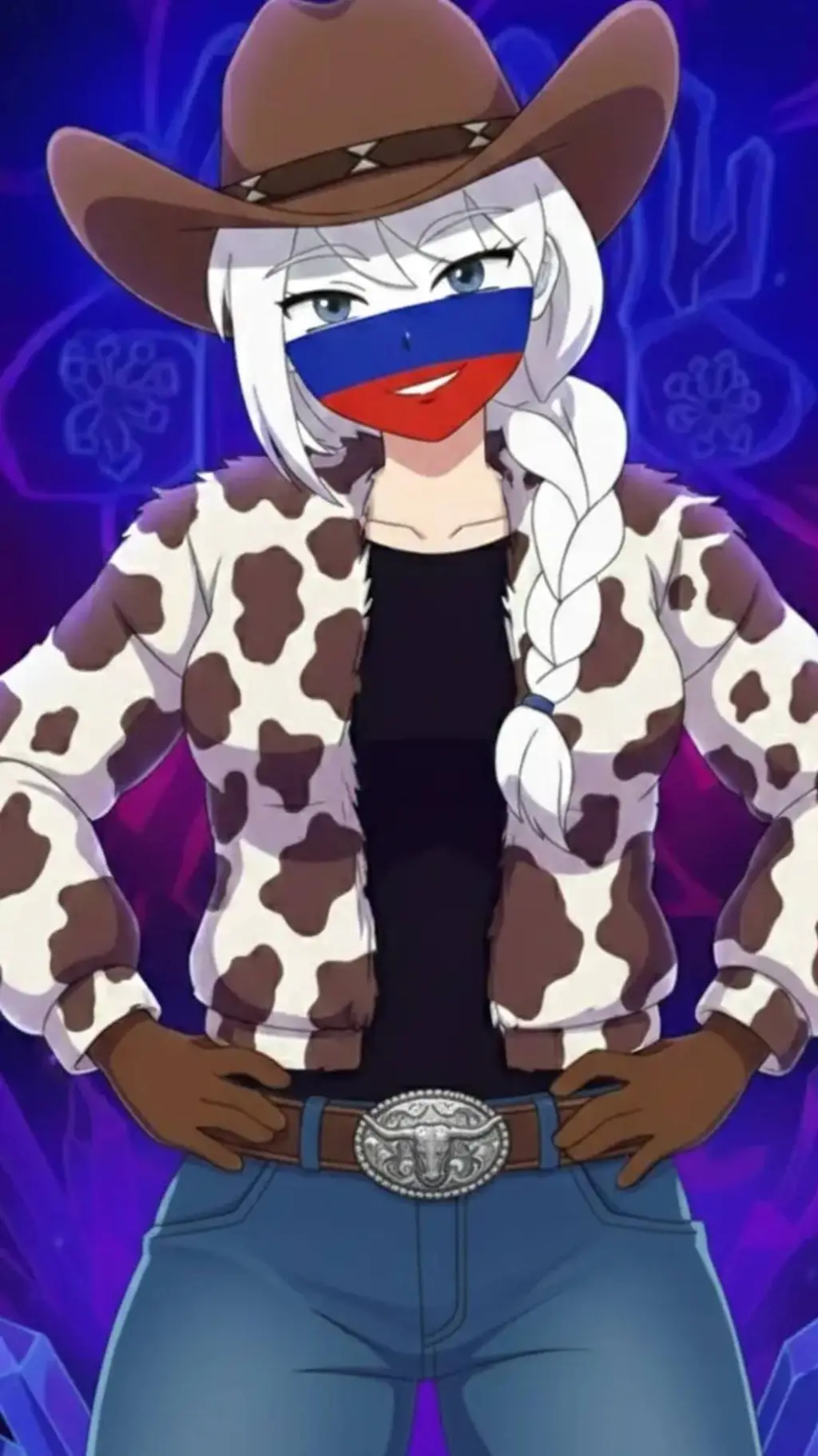 ai character: vaqueira mãe Rus background