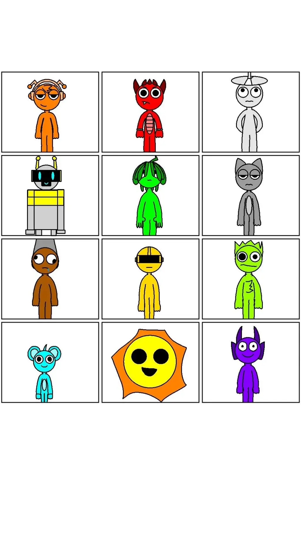 ai character: Sprunki gang background