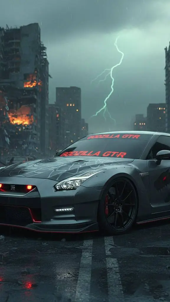 ai character: GT-R35 Godzilla  background