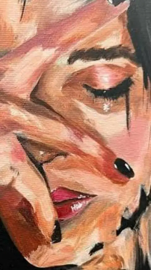ai character: sad painting  background