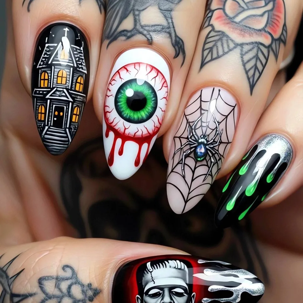 chat with ai character: Halloween nails
