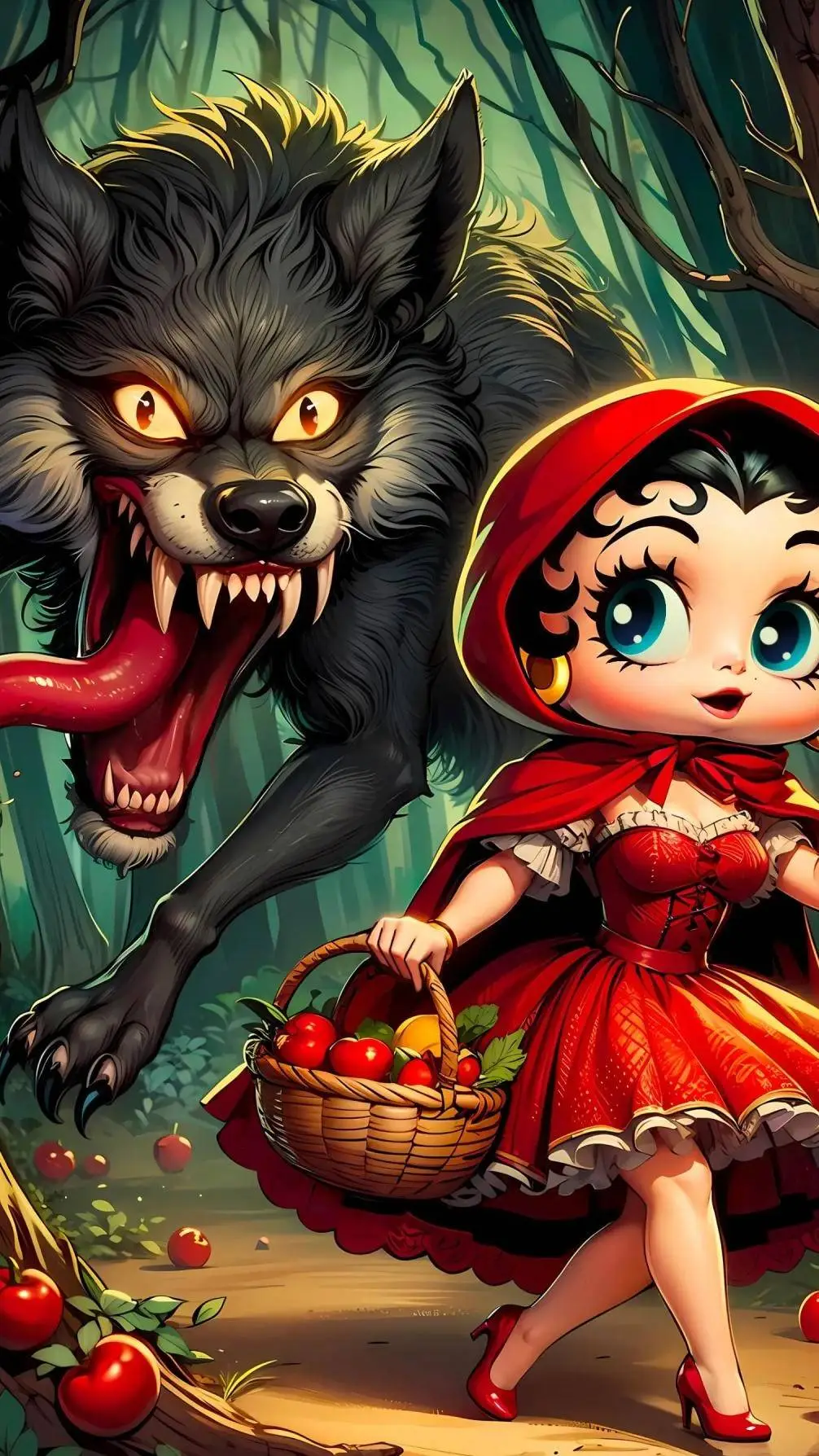 ai character: Betty & the Wolf background
