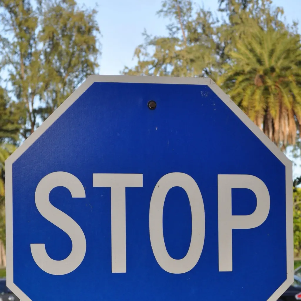 chat with ai character: BLUE STOP SIGN