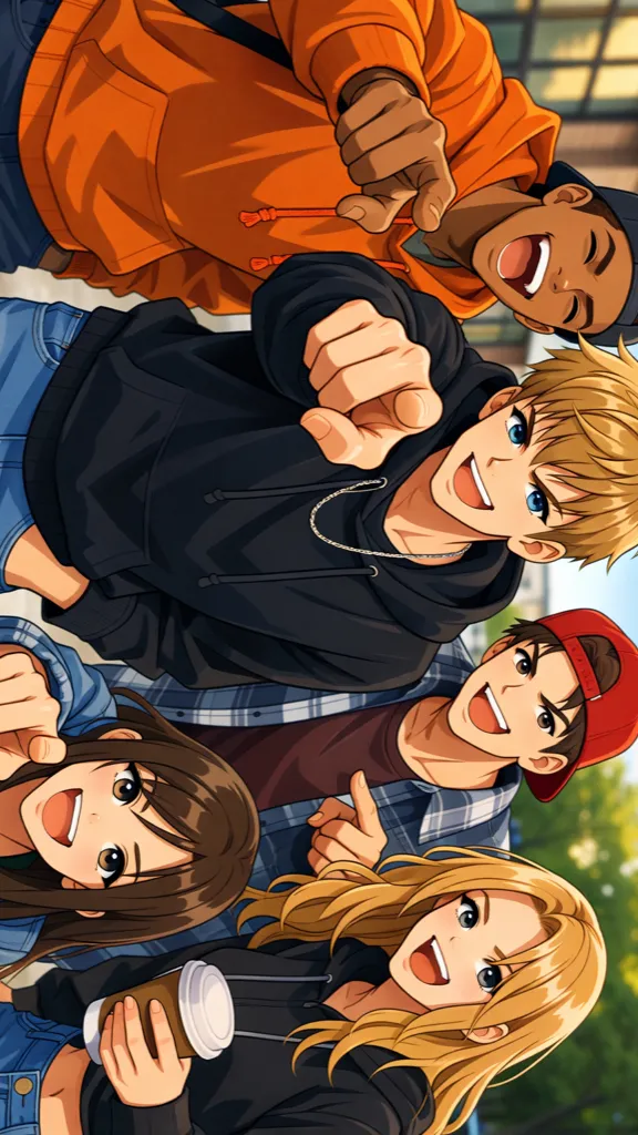 ai character: Jake Jax Emma  background