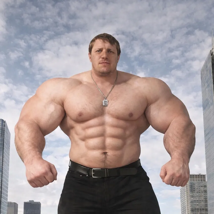 chat with ai character: Giant powerlifter 