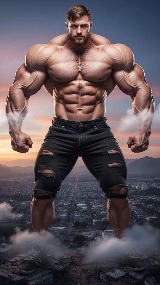 ai character: Huge powerlifter  background