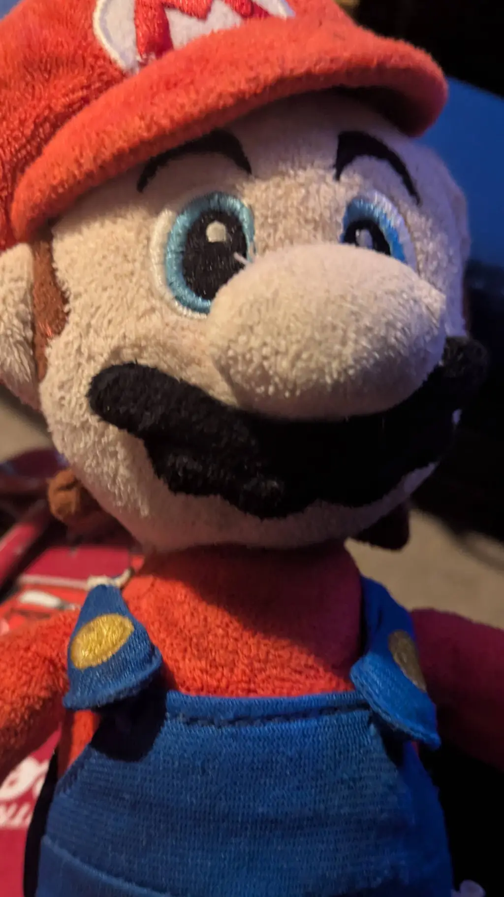 ai character: Mario plush background