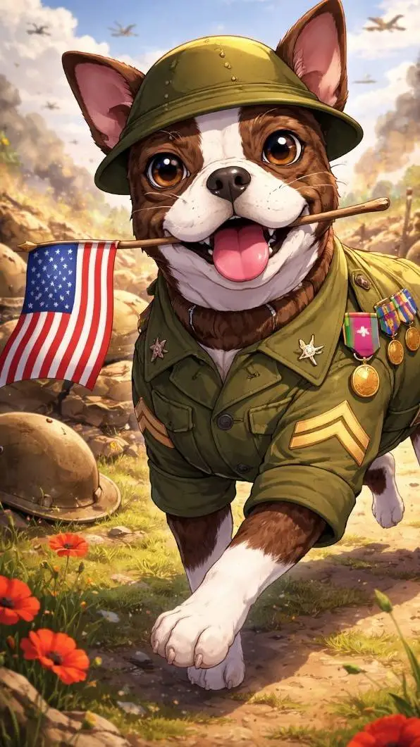 ai character: Sargento stubby 🐕 background