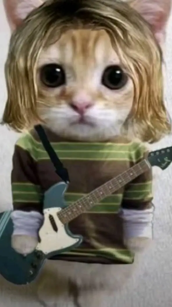 ai character: kurt cobain gato background