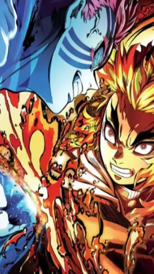 ai character: 猗窩座と煉獄 background