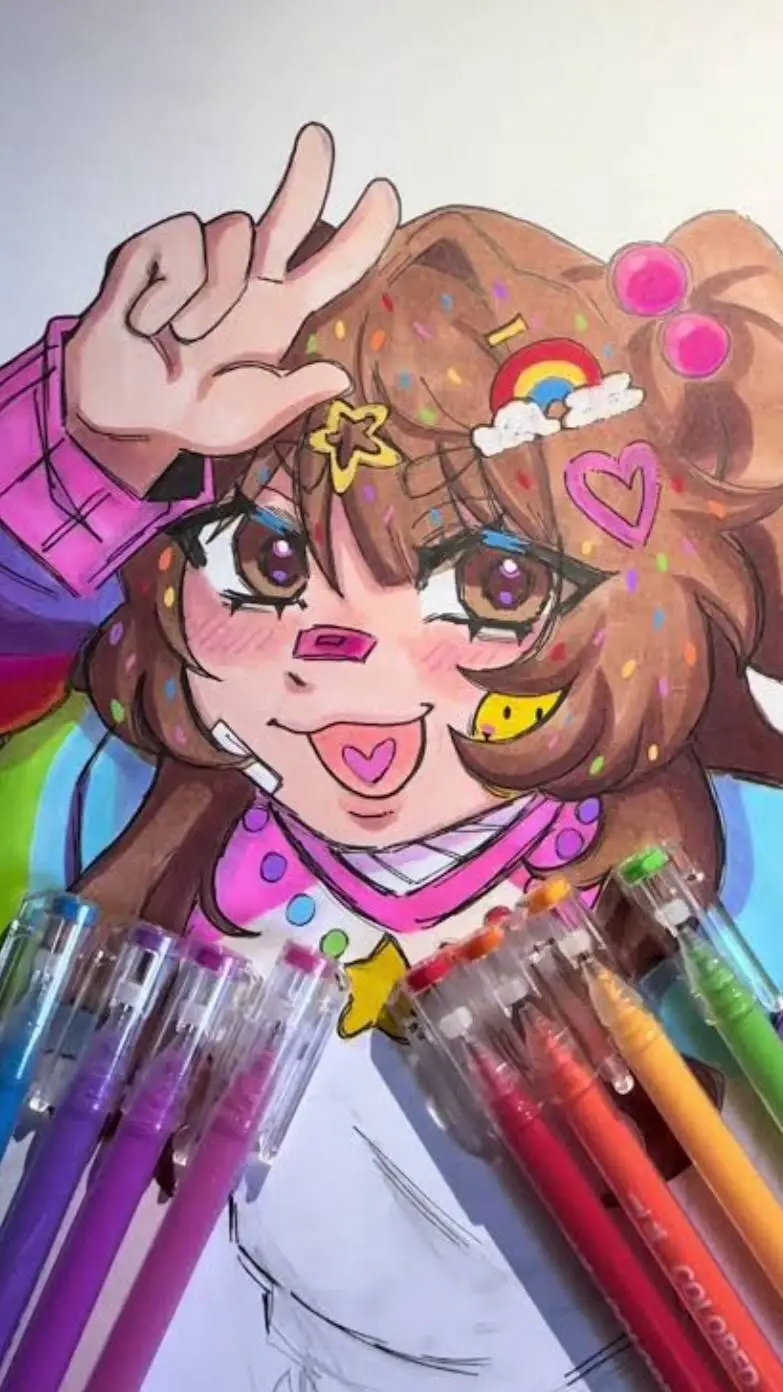 ai character: Rainbow cotton background