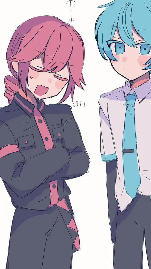 ai character:  Teto x Miku  background