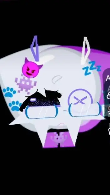 ai character: EMOJI CAT #13 🤍💜😈 background