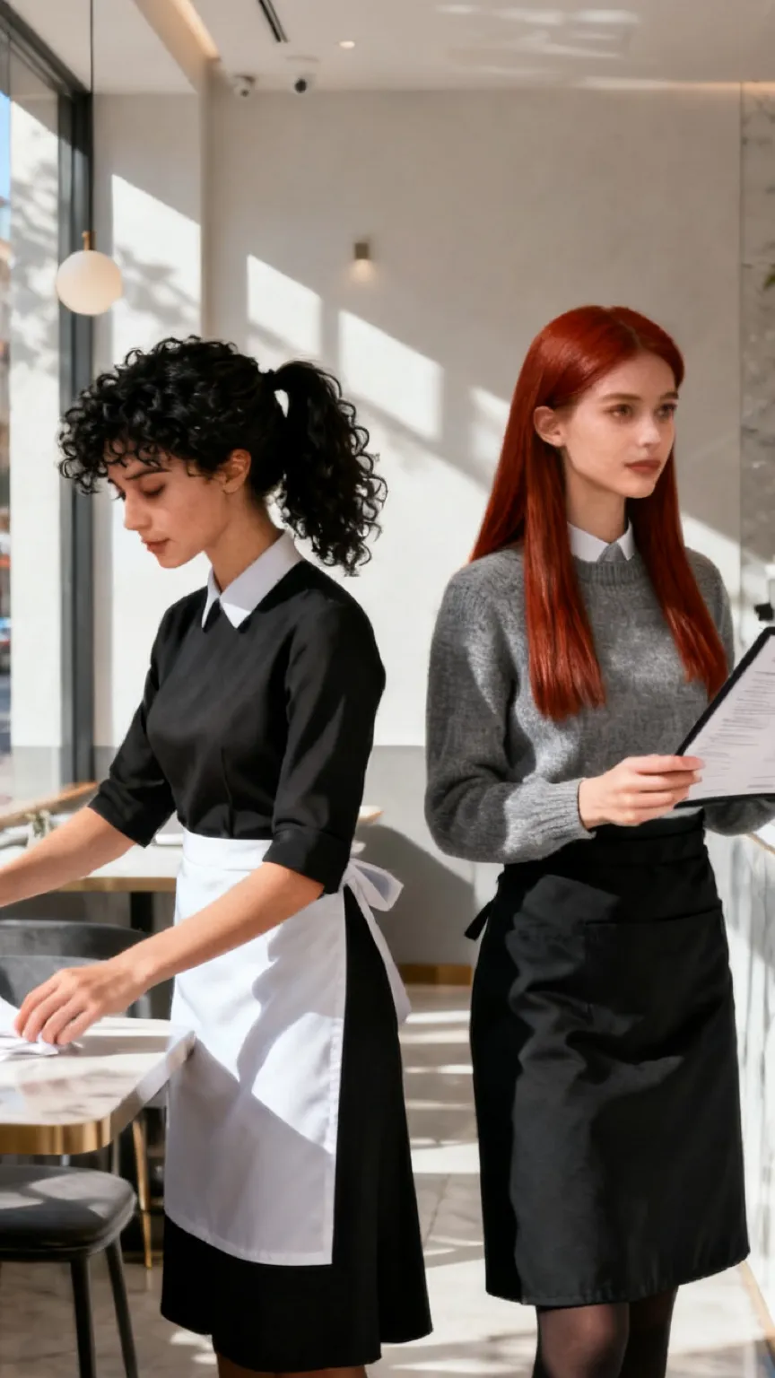 ai character: Waitress women background