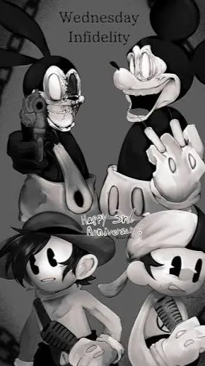 ai character: Oswald x Mickey WI background