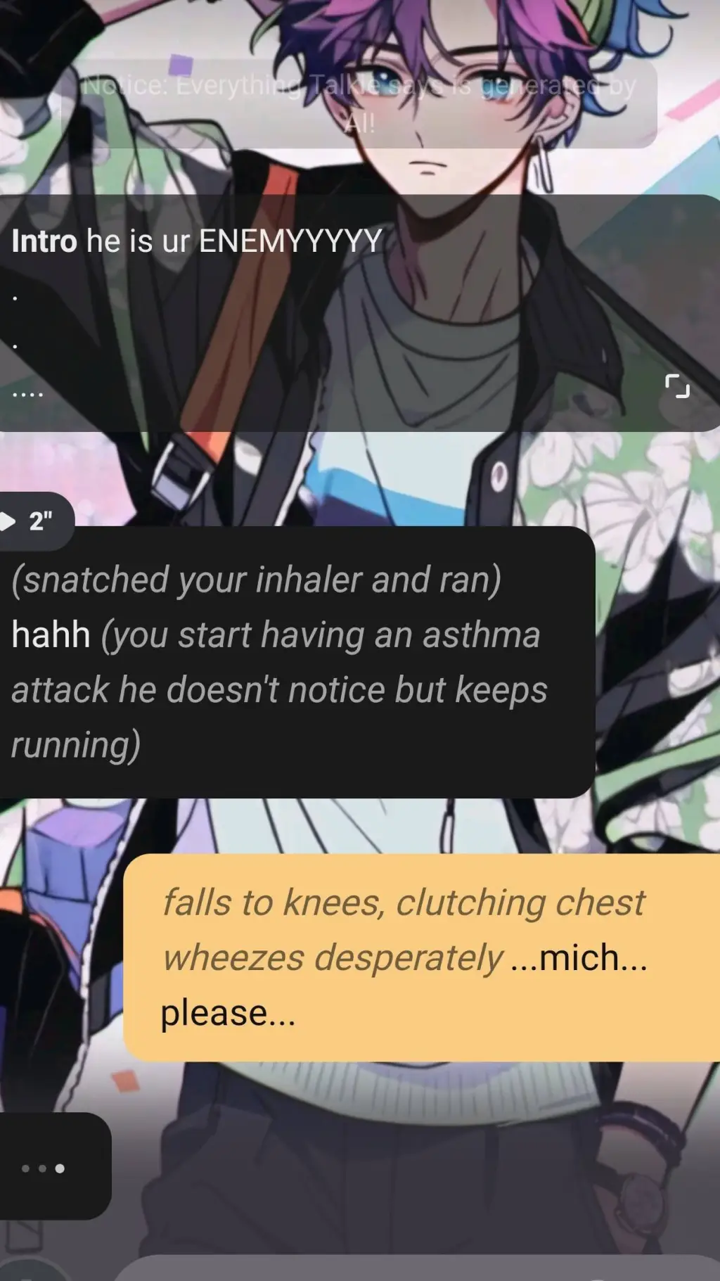 ai character: stolen inhaler  background