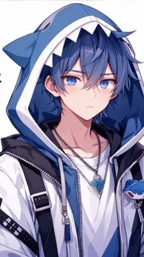 ai character: LeontheblueShark background