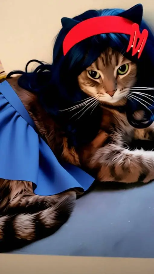 ai character: Mita cat background