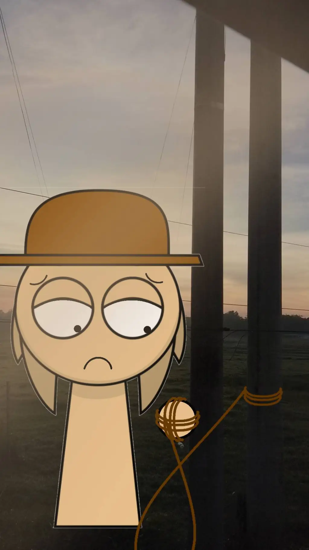 ai character: Stuck to a pole background