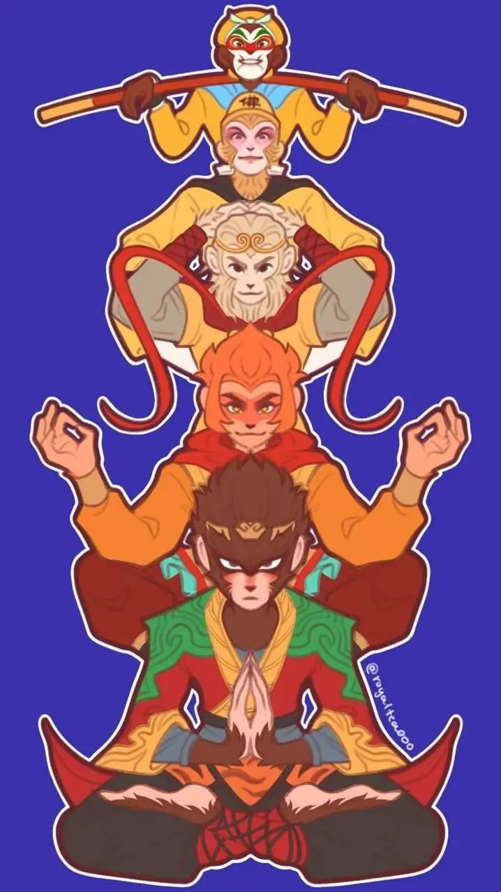 ai character: The four monkey ✨ background