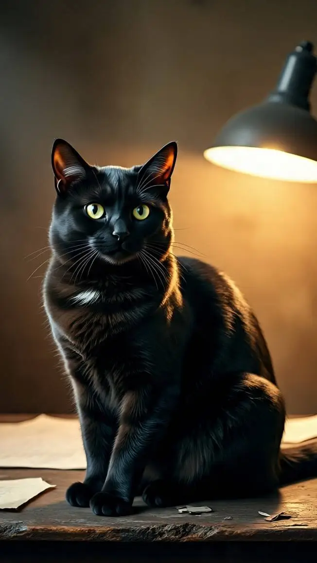 ai character: Gato negro background