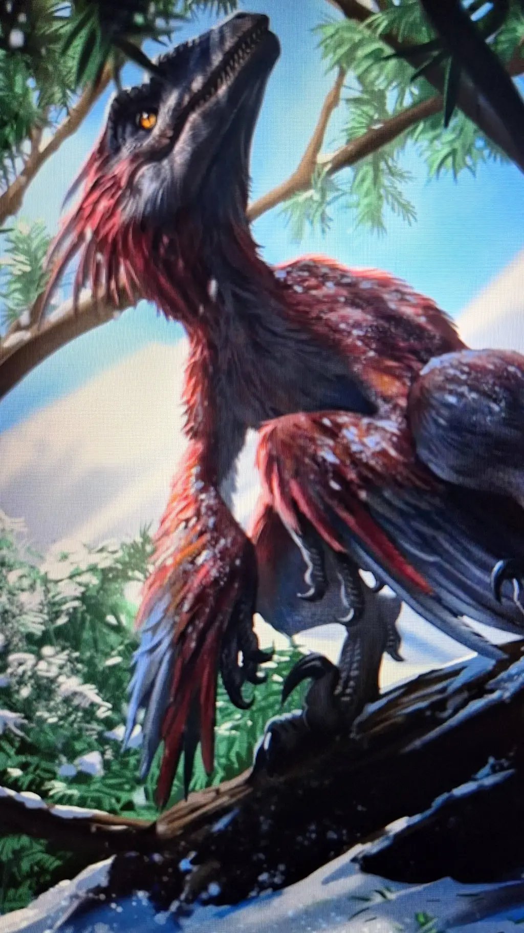 ai character: ❄️🔥PYRORAPTOR🔥❄️ background