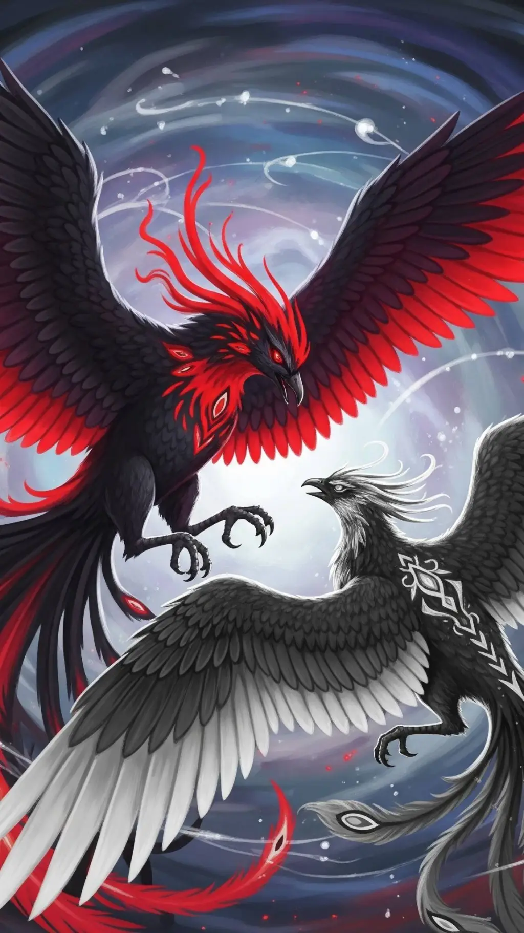 ai character: red phoenix & blac background