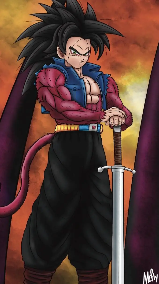 ai character: super  4 trunks  background