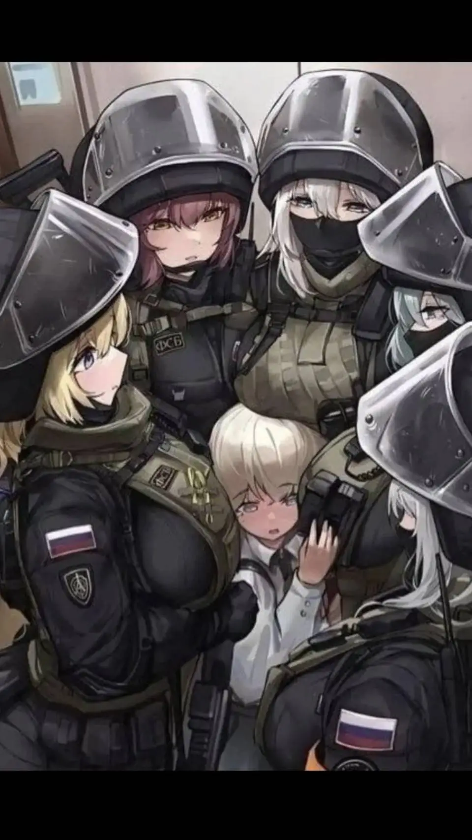 ai character: elevator swat girl background