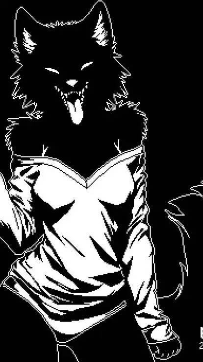 ai character: wolf mujer  background