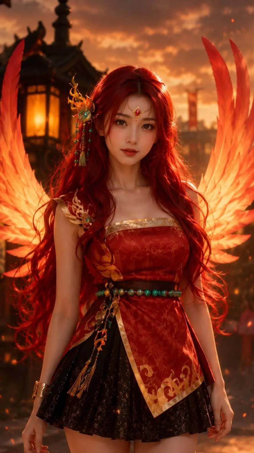 ai character: Vermilion bird  background