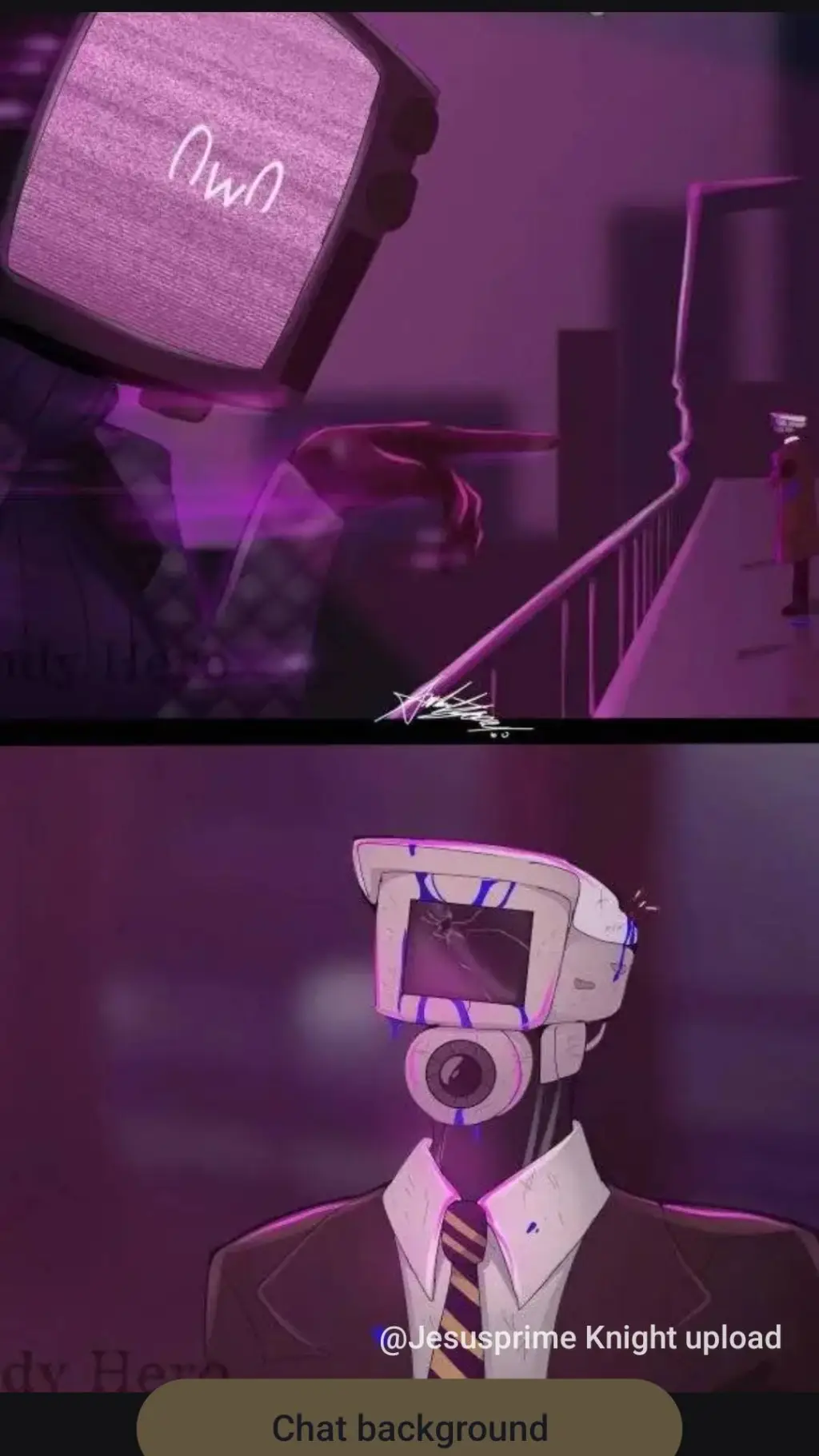 ai character: imageryTVwoman  background