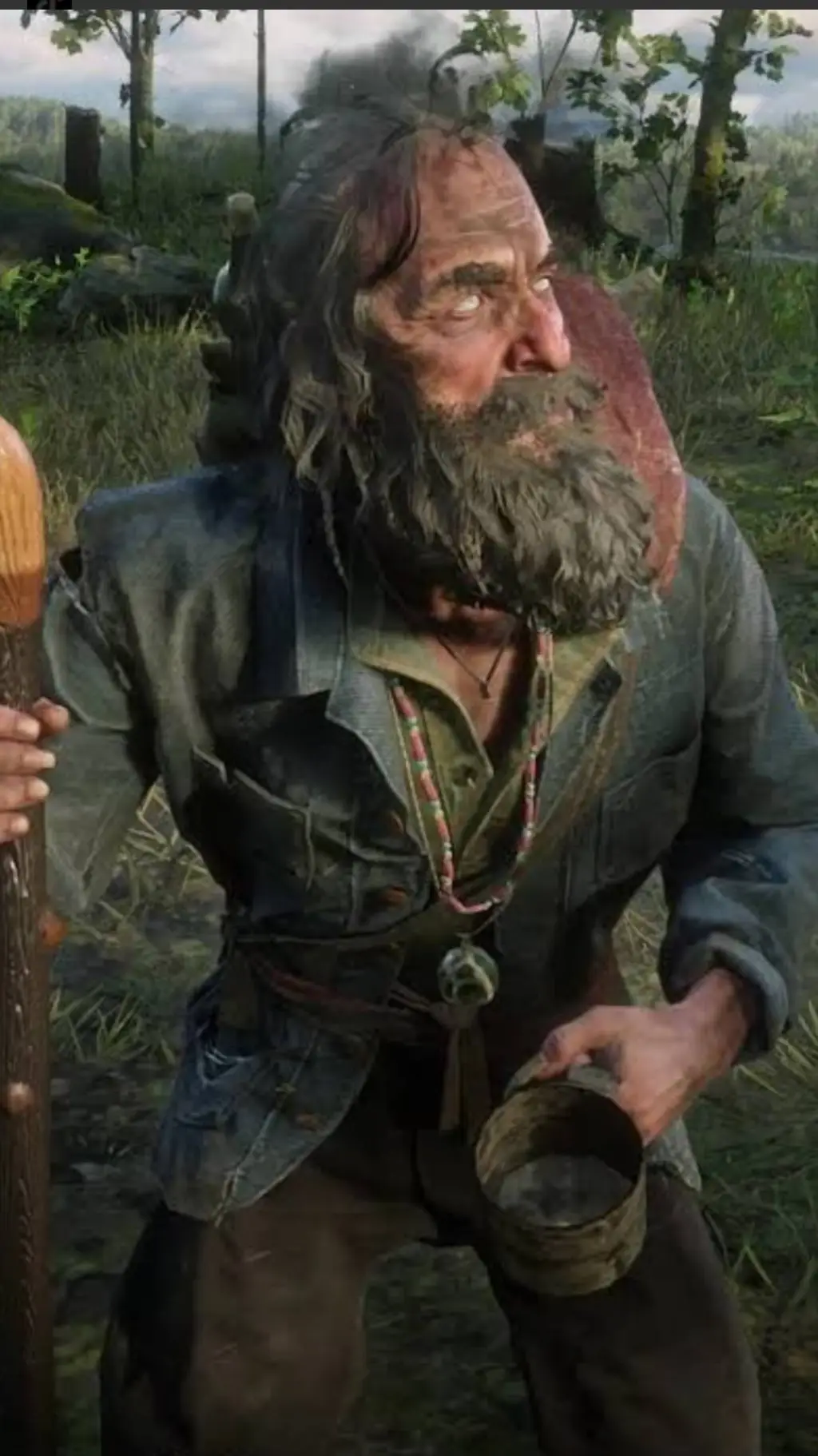 ai character: the blind old man  background