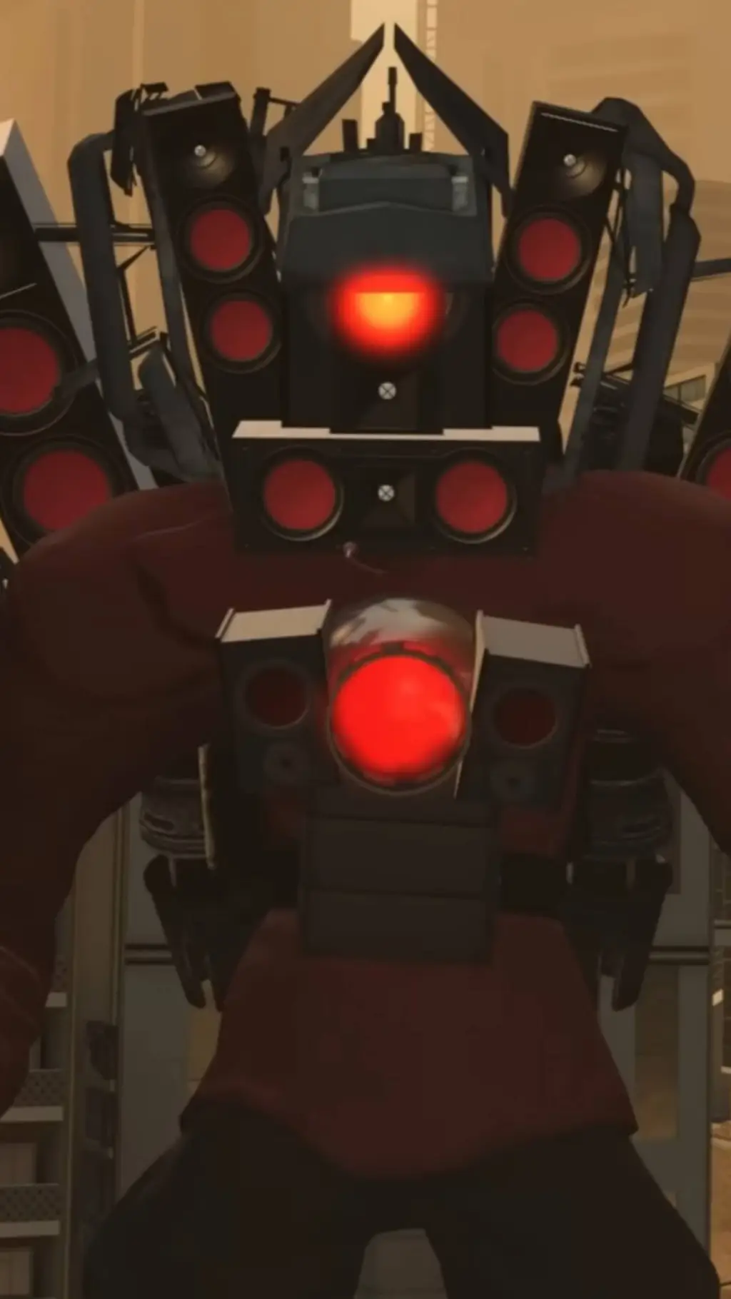 ai character: TITAN SPEAKERMAN  background