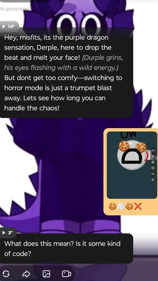 ai character: durple and friends background