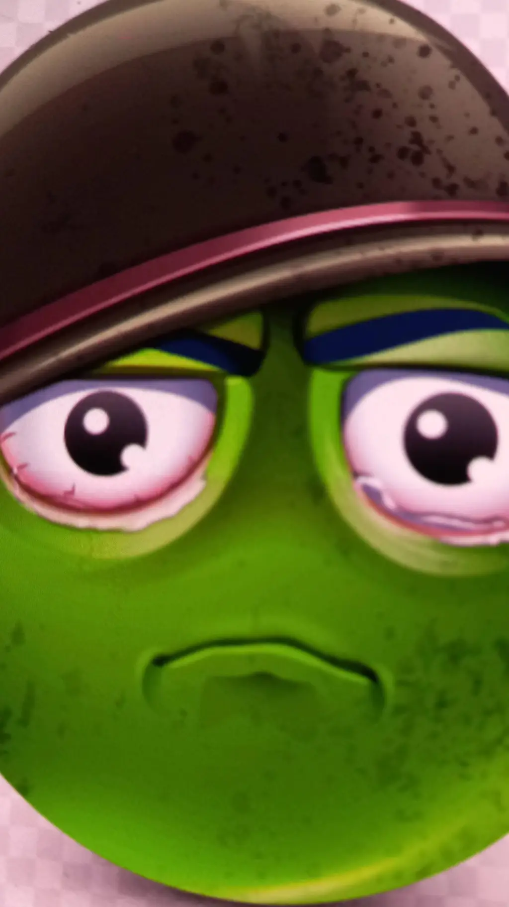 ai character: sad green guy background