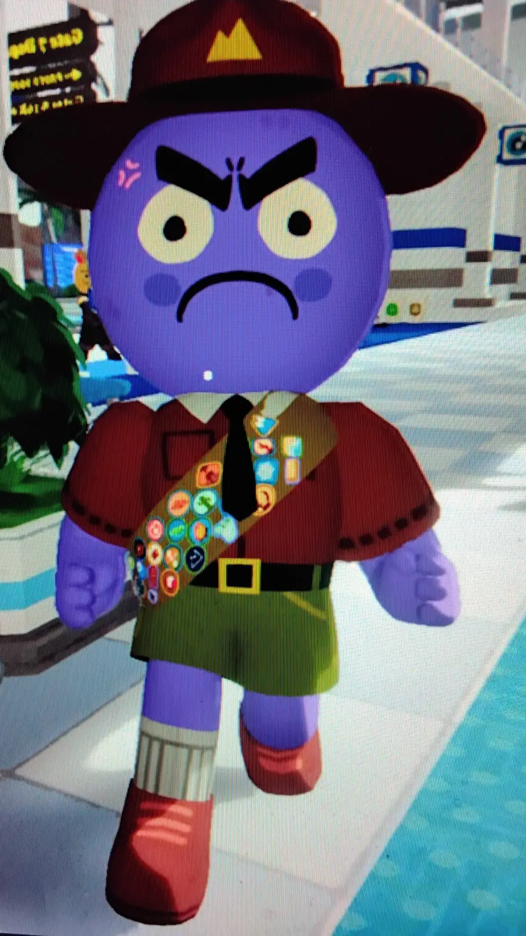 ai character: Purple park ranger background
