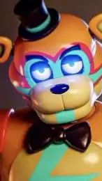 ai character: GlamRock Freddy🧡🩵🐻 background