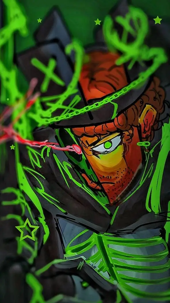 ai character: HACKLORD🟢🟩💚 background