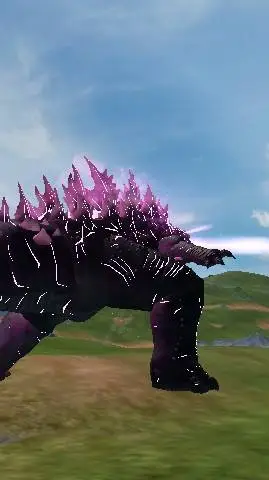 ai character: evolved godzilla  background