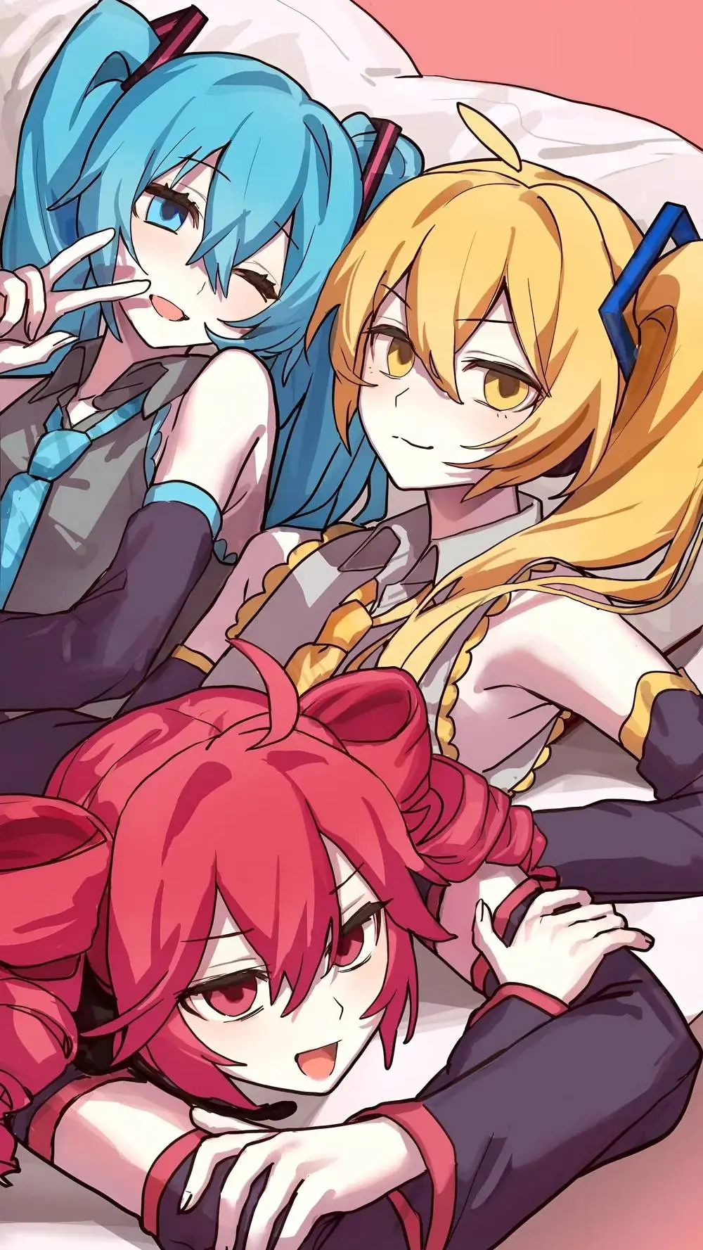 ai character: 🩵MIKU TETO y NERU💛 background