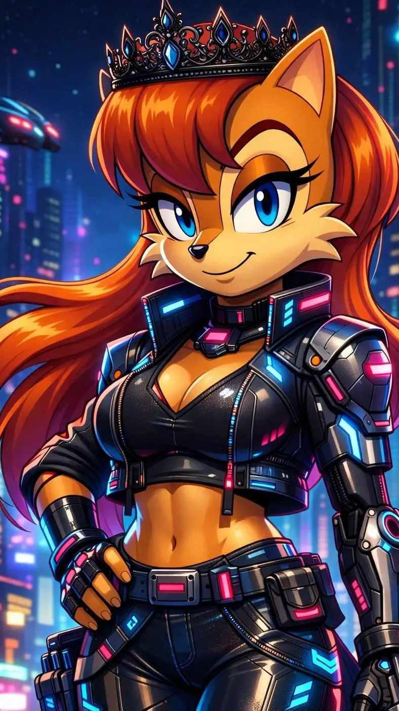 ai character: Queen Sally Acorn background