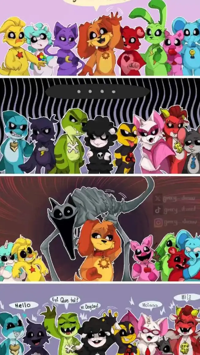 ai character: smiling critters  background