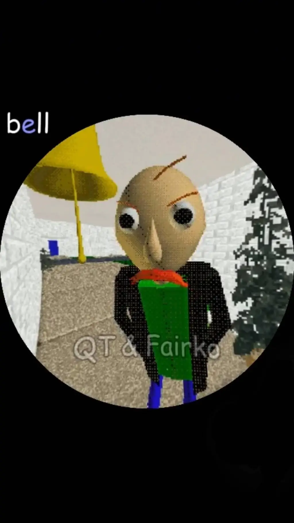 ai character: Baldi Knocking background