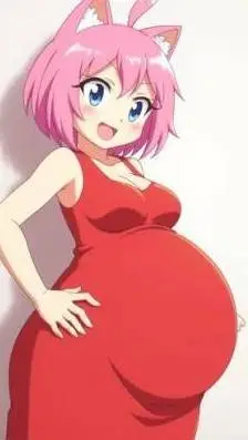 ai character: cat gf belly  background