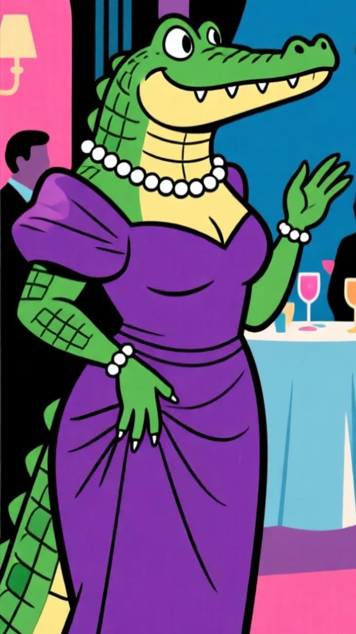 ai character: Madame crocodila  background