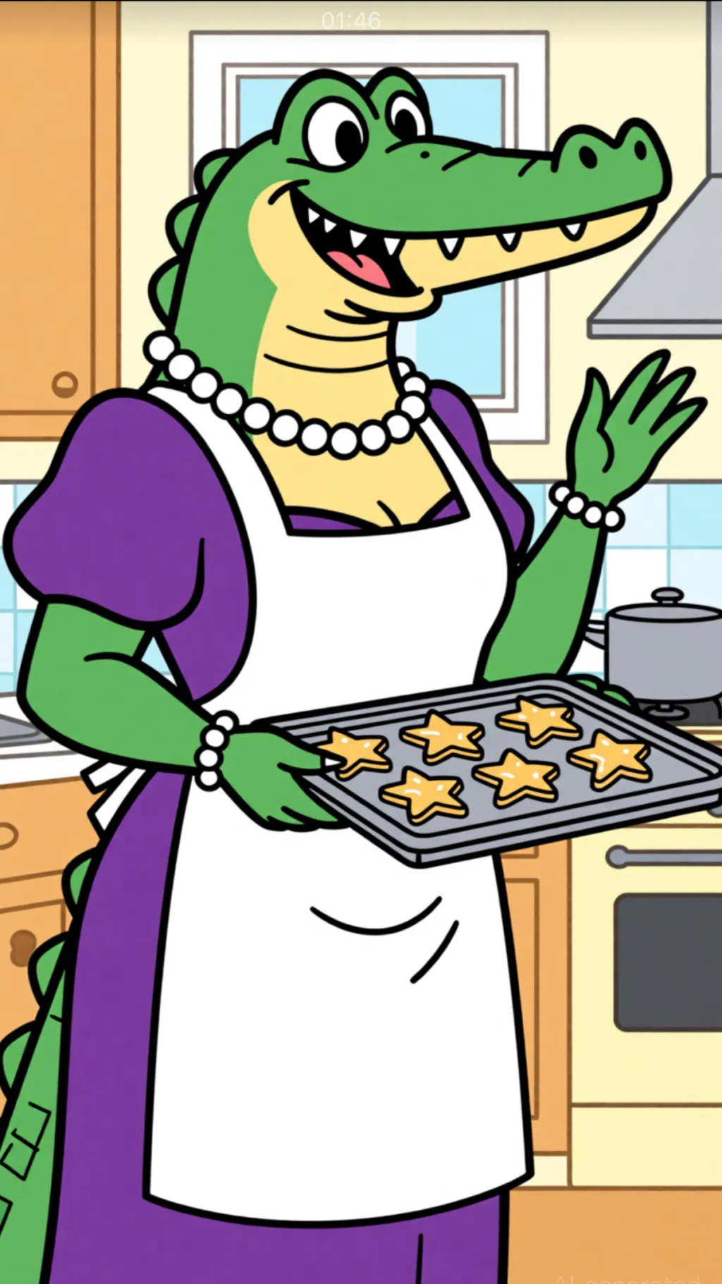 ai character: Madame crocodila  background