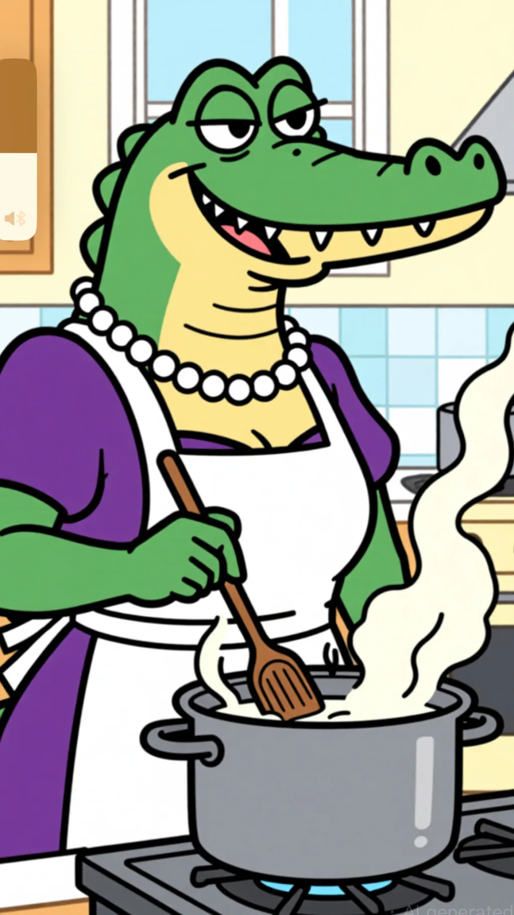 ai character: Madame crocodila  background